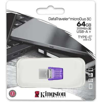 Fləş kart Kingston DataTraveler microDuo 3C 128GB, USB-A + USB-C (DTDUO3CG3/128GB)