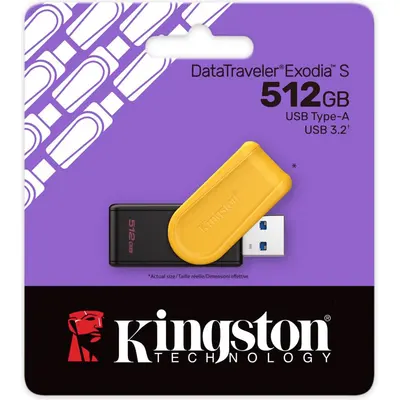Fləş kart 512GB USB 3.2 Gen 1 DataTraveler Exodia S (qara + Yellow) (DTXS/512GB)