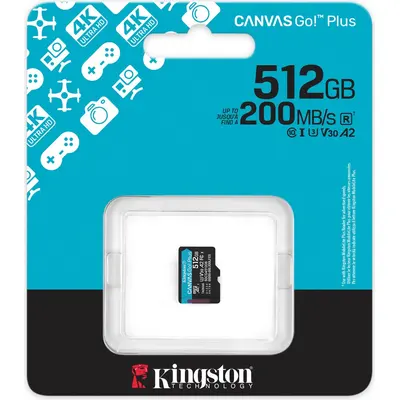 Yaddaş kartı Kingston Canvas Go! Plus Gen4 microSDXC 512GB, V30 U3 A2, adapter ilə (SDCG4/512GB)