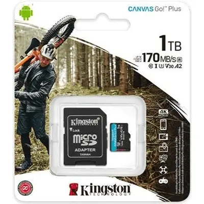Yaddaş kartı Kingston Canvas Go! Plus Gen3 microSDXC 1TB, V30 A2, adapter ilə (SDCG3/1TB)