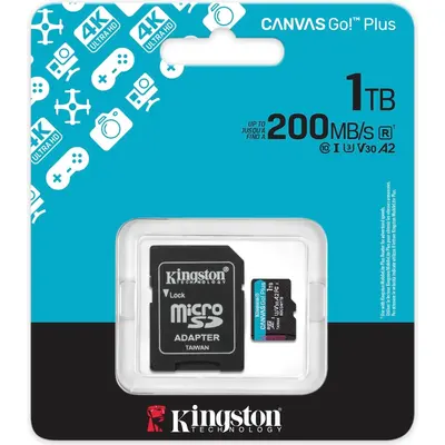 Yaddaş kartı Kingston Canvas Go! Plus Gen4 microSDXC 1TB, V30 U3 A2, adapter ilə (SDCG4/1TB)