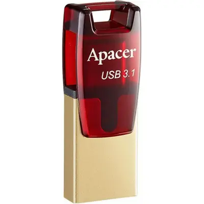 Fləş kart Apacer AH180 64GB, USB 3.2 Gen 1 Type-C, qırmızı (AP64GAH180R-1)