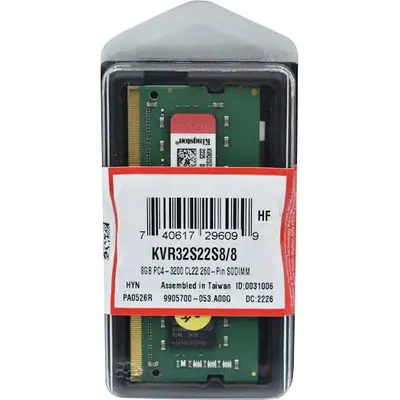 Operativ yaddaş (RAM) Kingston 8GB DDR4 PC4-25600 260-pin SODIMM (KVR32S22S8/8)