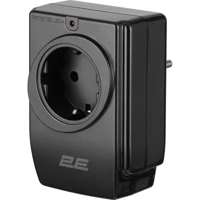 Elektrik adapteri 2E, gərginlik qoruması, 1xType F, 16A, 2xUSB-A, qara (2E-AD120U)