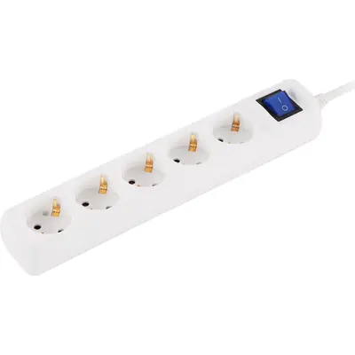 Elektrik uzadıcı 2E 10 m, 5 rozetka, 3x1.5 mm², 16A, ağ (2E-U05ES15M10WH)
