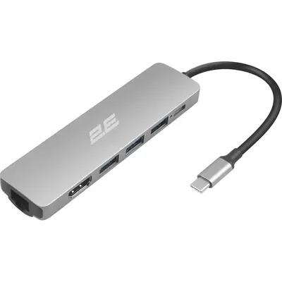 USB-C hub 2E 6-sı 1-də, gümüşü (2EW-2684)