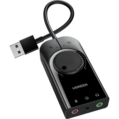 Xarici səs kartı Ugreen USB stereo, 15 sm, qara (40964)