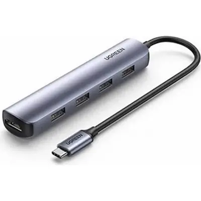 USB-C hub Ugreen CM417, HDMI + 4x USB, boz