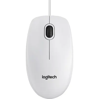 Logitech B100, Mouse, right and left-handed, optical, 3 buttons, wired, USB, white (910-003360)