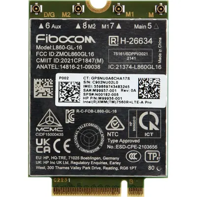 HPE Intel XMM 7560 R+, Wireless cellular modem, 4G LTE Advanced Pro, M.2 Card, 150 Mbps (7P993AA)