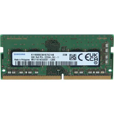 Samsung DDR4, module, 8 GB, SO-DIMM 260-pin, 3200 MHz / PC4-25600, 1.2 V, unbuffered, non-ECC (M471A1K43EB1-CWE)