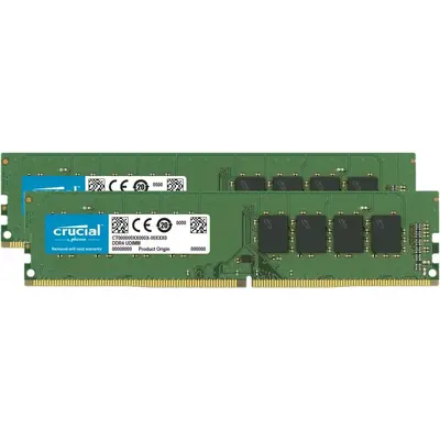 Crucial DDR4, kit, 64 GB: 2 x 32 GB, DIMM 288-pin, 3200 MHz / PC4-25600, CL22, 1.2 V, unbuffered, non-ECC