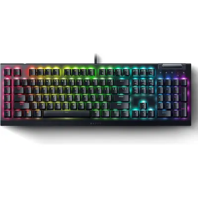 Gaming klaviatura Razer mechanical BlackWidow V4 X, 110key, Yellow Switch, USB-A, EN/RU, RGB, black (RZ03-04702500-R3R1)