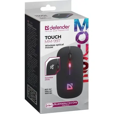 Mouse Touch MM-997, simsiz 2.4G + BT, RGB, səssiz (52997)