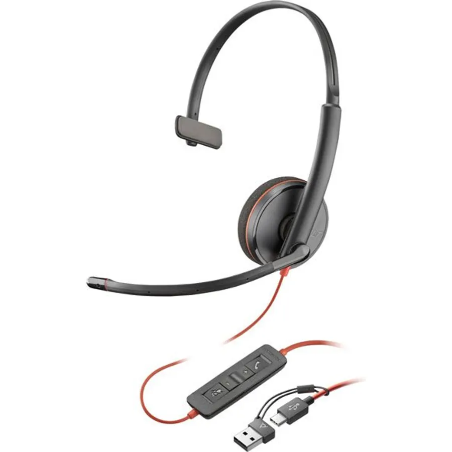 Qulaqlıq Poly Blackwire 3210 Mono, USB-C + USB-C/A (8X214AA)