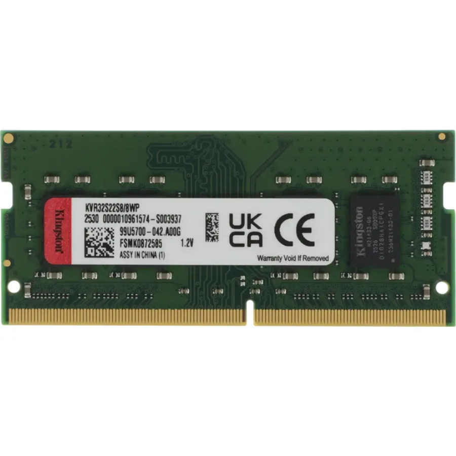 Operativ yaddaş (RAM) Kingston ValueRAM 8GB DDR4 3200 CL22 1Rx8 SODIMM (KVR32S22S8/8WP)