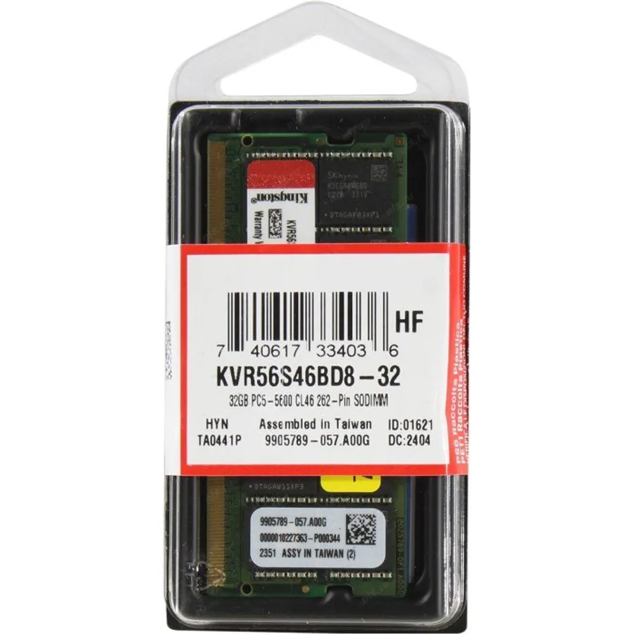 Server üçün RAM 32GB 5600MT/s DDR5 Non-ECC CL46 SODIMM 2Rx8 (KVR56S46BD8-32)