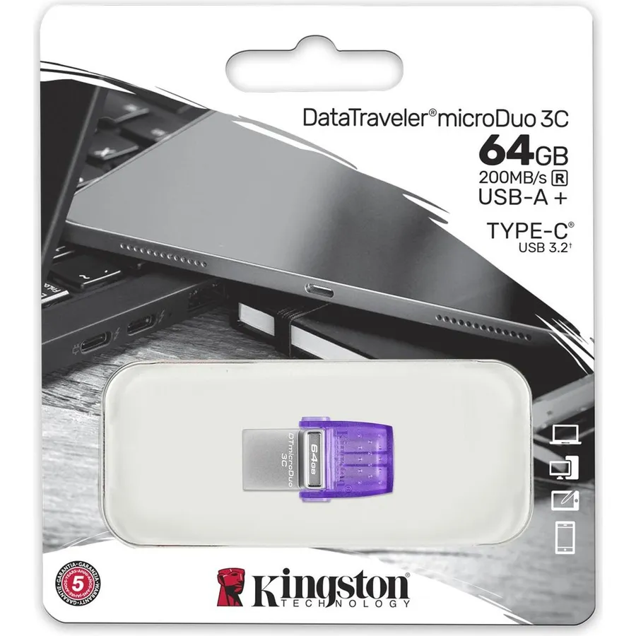 Fləş kart Kingston DataTraveler microDuo 3C 128GB, USB-A + USB-C (DTDUO3CG3/128GB)