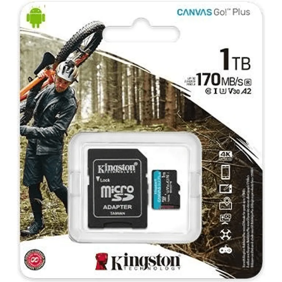 Yaddaş kartı Kingston Canvas Go! Plus Gen3 microSDXC 1TB, V30 A2, adapter ilə (SDCG3/1TB)