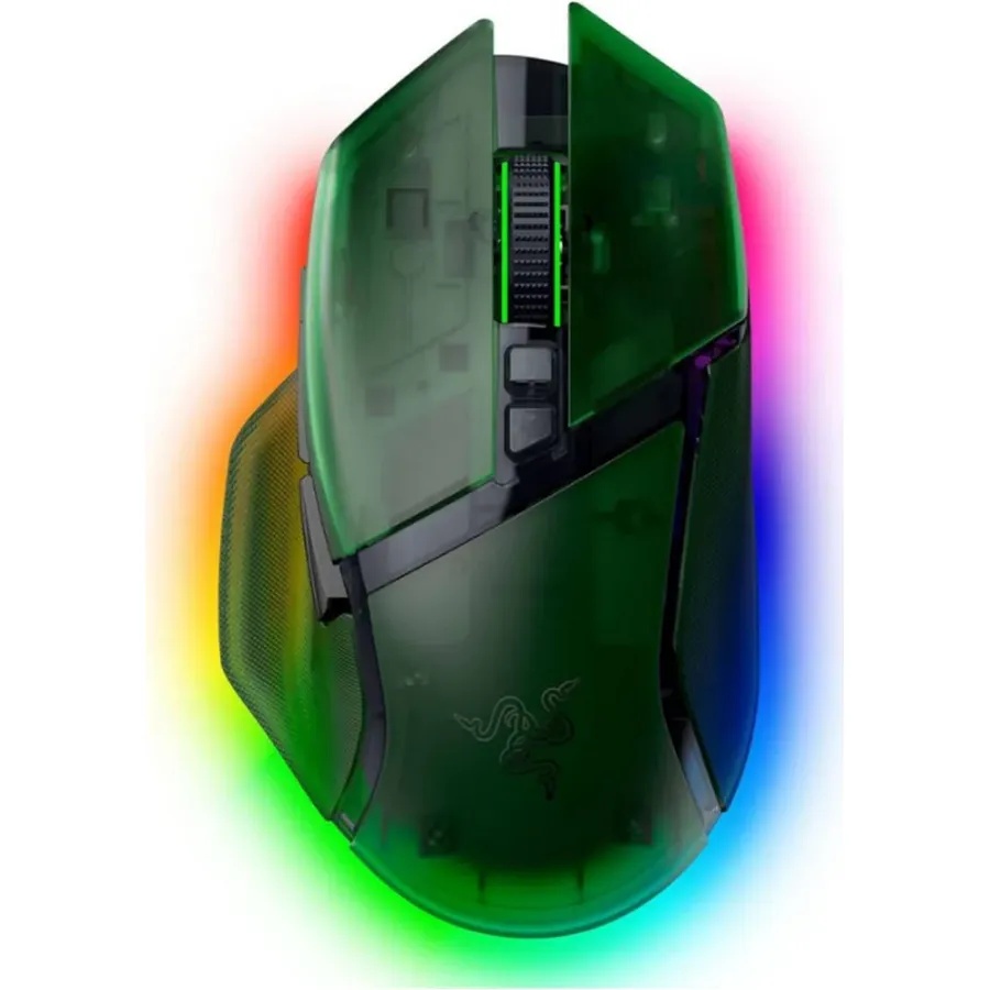Gaming mouse Razer Basilisk V3 Pro 35K, RGB, USB-A/WL/BT, Phantom Green Ed. (RZ01-05240300-R3G1)