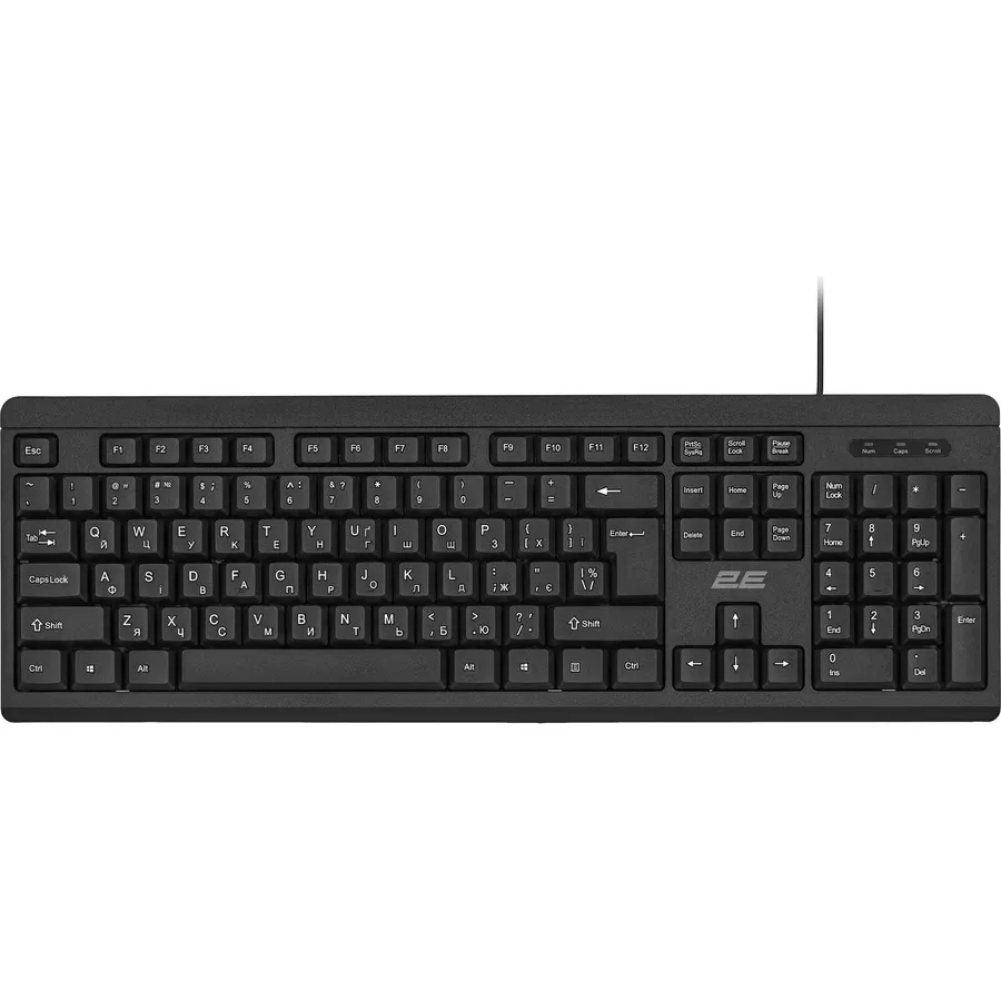 Klaviatura 2E membrane KS108 104key, USB-A, EN/UK, black (2E-KS108UB_UA)