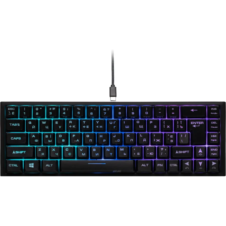 Gaming klaviatura 2E Membrane KG350 68key, USB-A, EN/UA/RU, RGB, black (2E-KG350UBK)