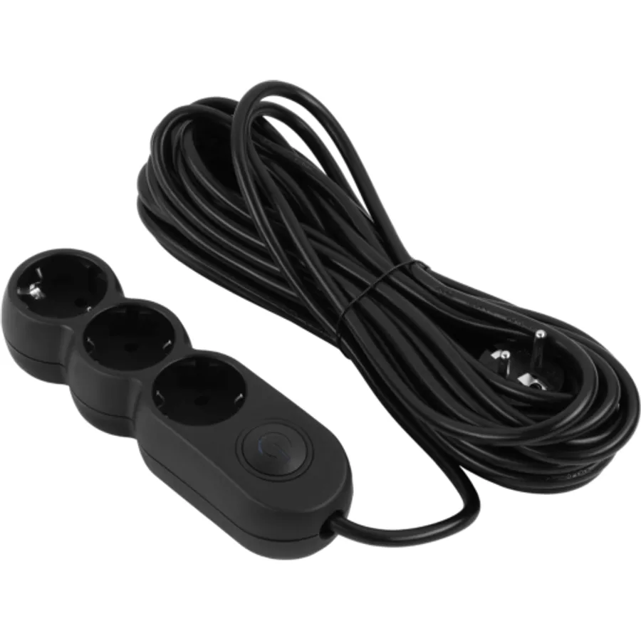 Elektrik uzadıcı 2E Plus 5 m, 3 rozetka, 10A, qara (2E-U03VES5MBK)