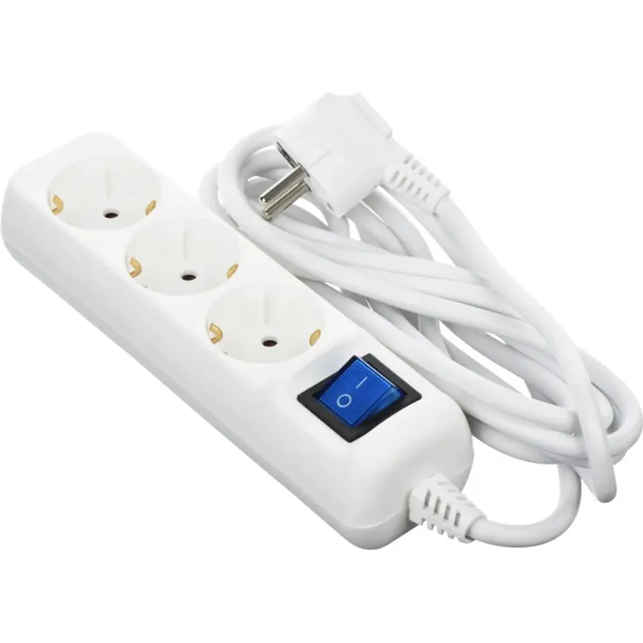 Elektrik adapteri (üçlük) 2E 3xType F, 16A, ağ (2E-AD0103WH)
