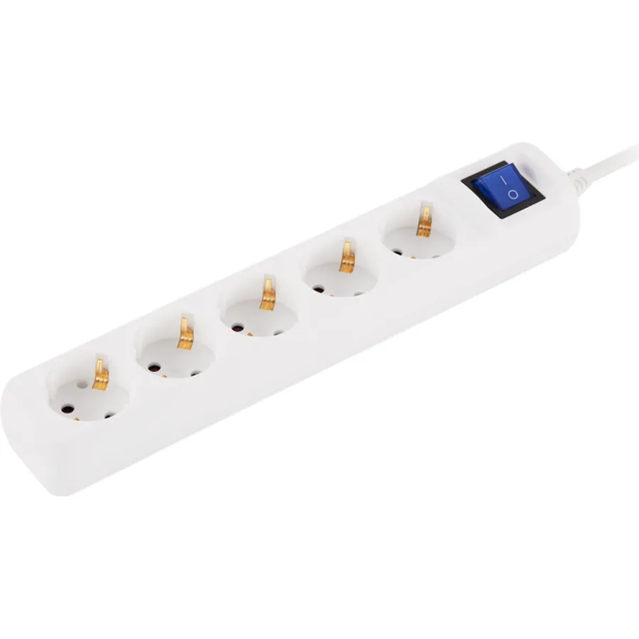 Elektrik uzadıcı 2E 10 m, 5 rozetka, 3x1.5 mm², 16A, ağ (2E-U05ES15M10WH)