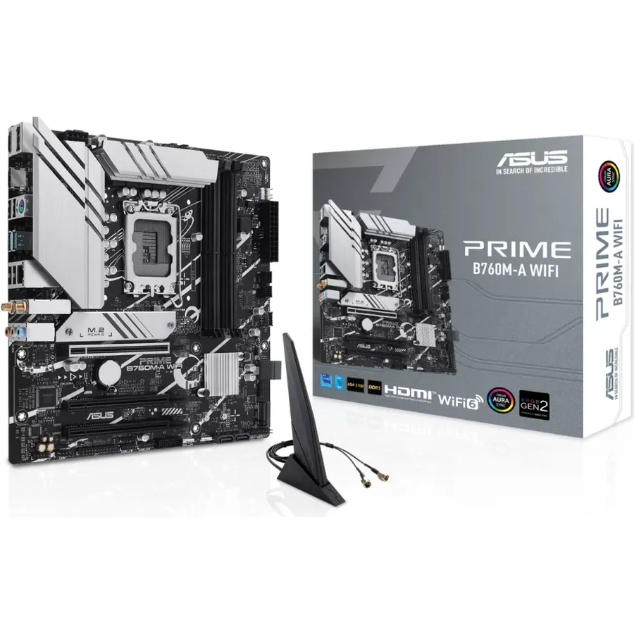 Ana plata ASUS PRIME B760M-A WIFI s1700 B760 4xDDR5 M.2 HDMI DP Wi-Fi BT mATX (90MB1EL0-M1EAY0)
