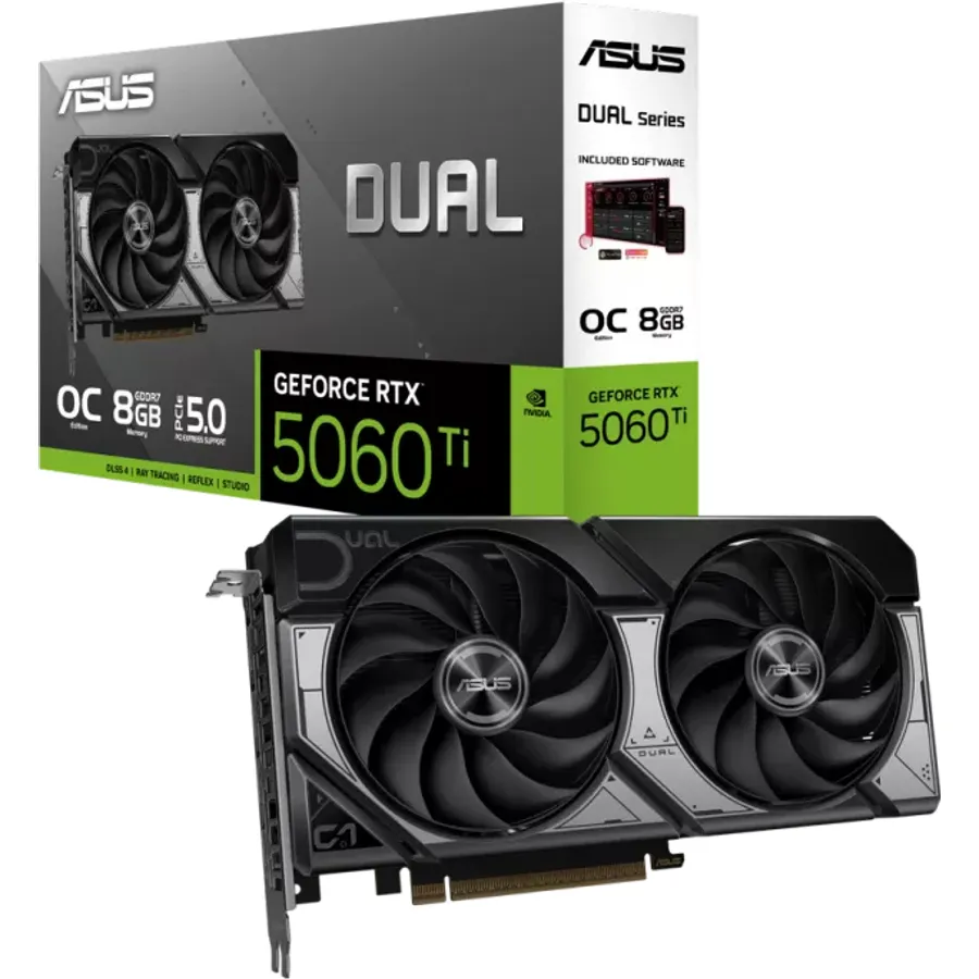 Videokart ASUS Dual RTX 5060 Ti 8GB GDDR7 OC Edition (90YV0MP2-M0NA00)