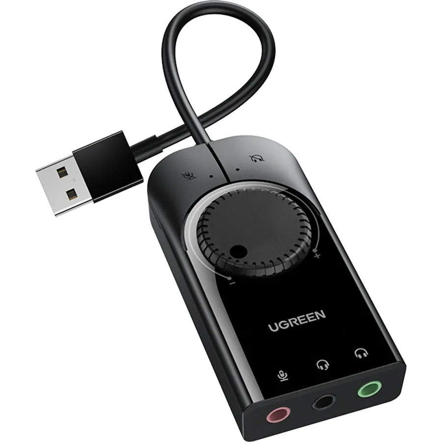 Xarici səs kartı Ugreen USB stereo, 15 sm, qara (40964)