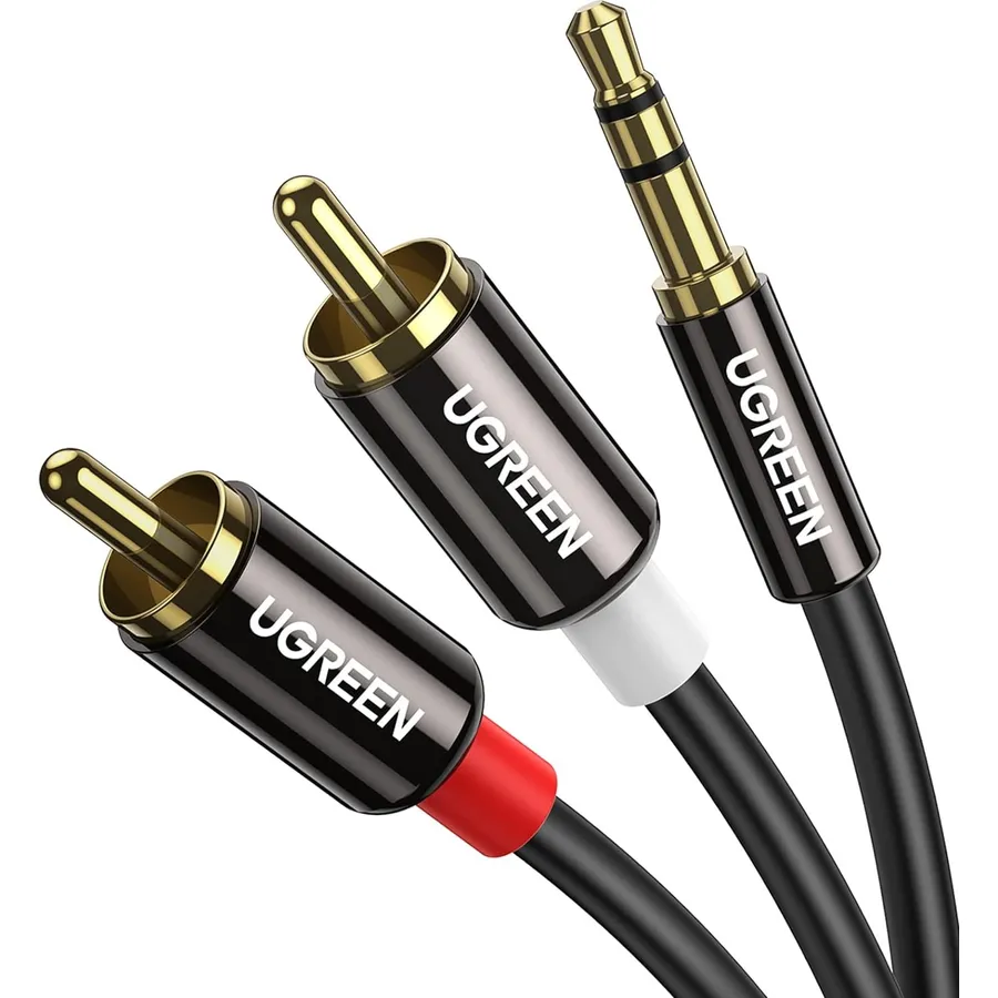 Audio kabel Ugreen 3.5mm – 2RCA, 2m, qara (10584)