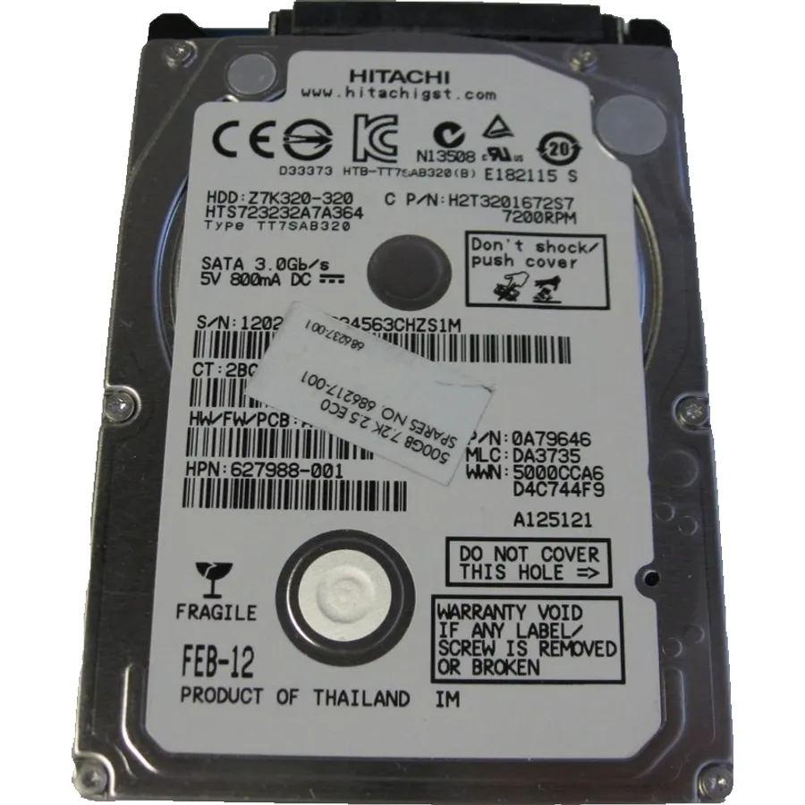 Sərt disk (HDD) Hitachi 320GB 7.2K RPM SATA 7mm 2.5" (0A79646)