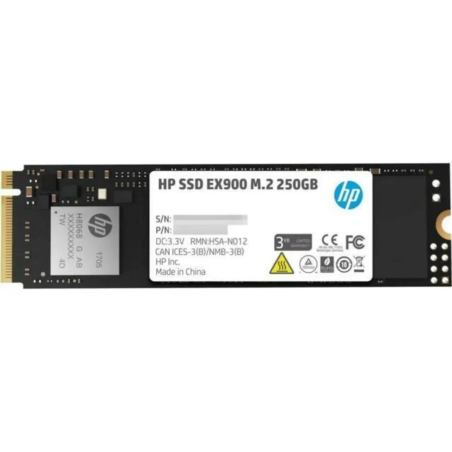SSD HP EX900 250GB NVMe M.2 2280 PCIe 3.0 x4 3D NAND TLC (2YY43AA)