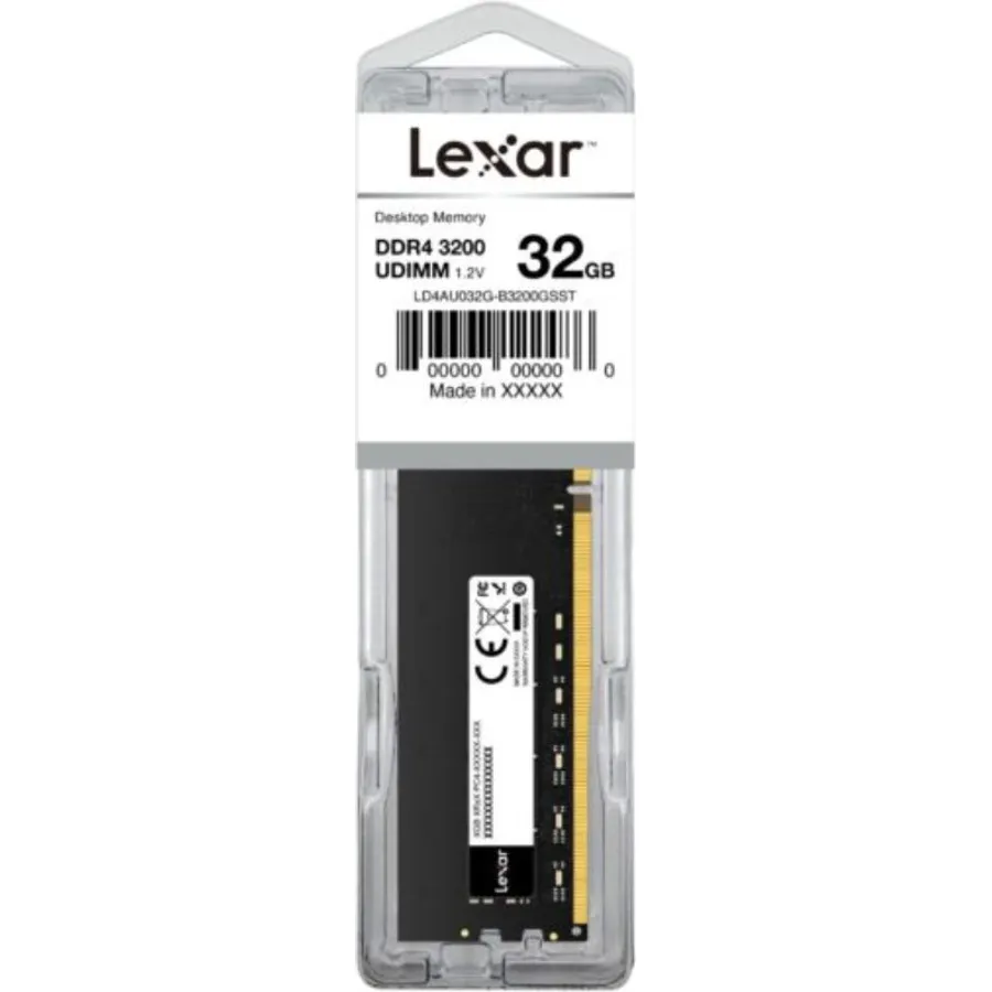 Operativ yaddaş (RAM) Lexar 32 GB DDR4 3200MHz, UDIMM, 1.2V (LD4AU032G-B3200GSST)