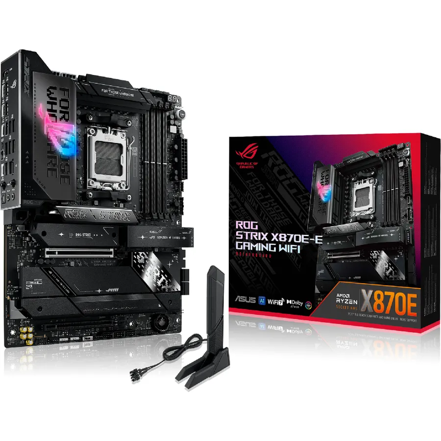 Ana plata ASUS ROG Strix X870E-E GAMING WIFI AM5 AMD X870E 4xDDR5 5xM.2 4xSATA Wi-Fi 7 BT 5.4 ATX (90MB1IB0-M0EAY0)