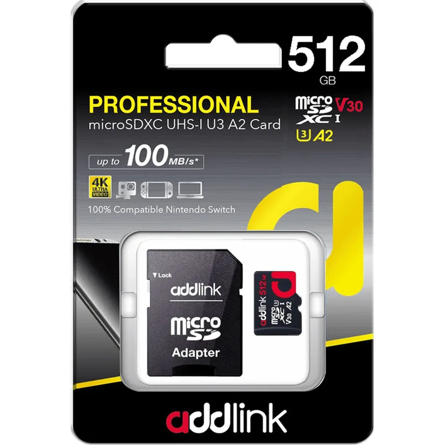 Yaddaş kartı Addlink microSD 512GB, UHS-I V30 U3 A2 (ad512GBMSXU32A)