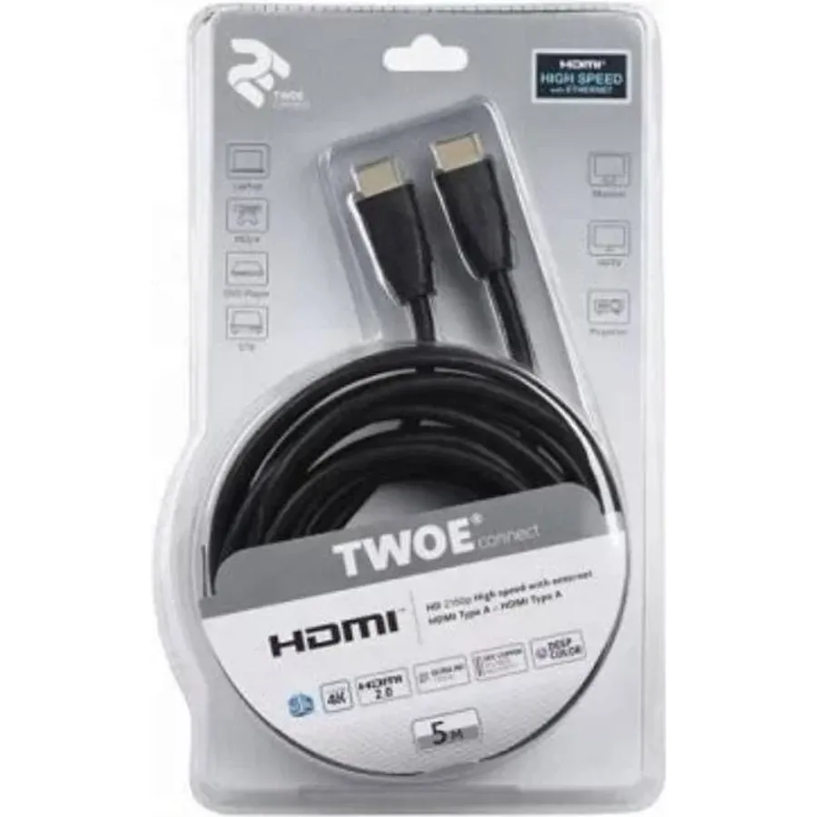HDMI kabel 2E v2.0, 5 m, qara (2EW-1002-5M)