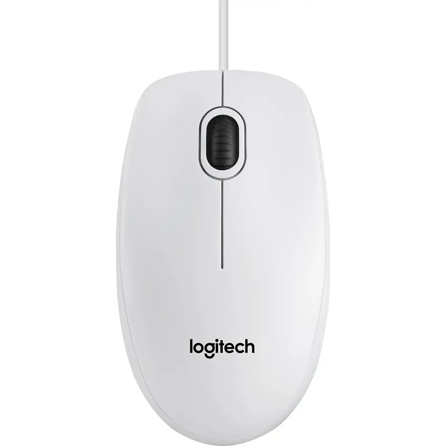 Logitech B100, Mouse, right and left-handed, optical, 3 buttons, wired, USB, white (910-003360)
