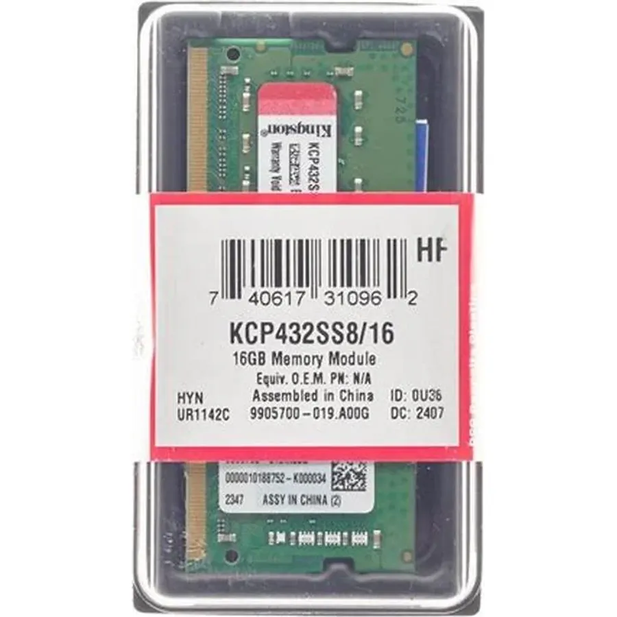 Kingston DDR4, module, 16 GB, SO-DIMM 260-pin, 1600 MHz / PC4-25600, CL22, 1.2 V, unbuffered, non-ECC (KCP432SS8-16)