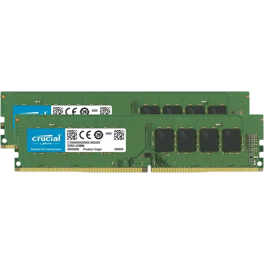 Crucial DDR4, kit, 64 GB: 2 x 32 GB, DIMM 288-pin, 3200 MHz / PC4-25600, CL22, 1.2 V, unbuffered, non-ECC