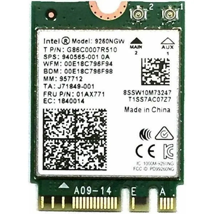 Intel Wireless-AC 9260, Network adapter, M.2 2230, 802.11ac, Bluetooth 5.0 (9260NGWG)