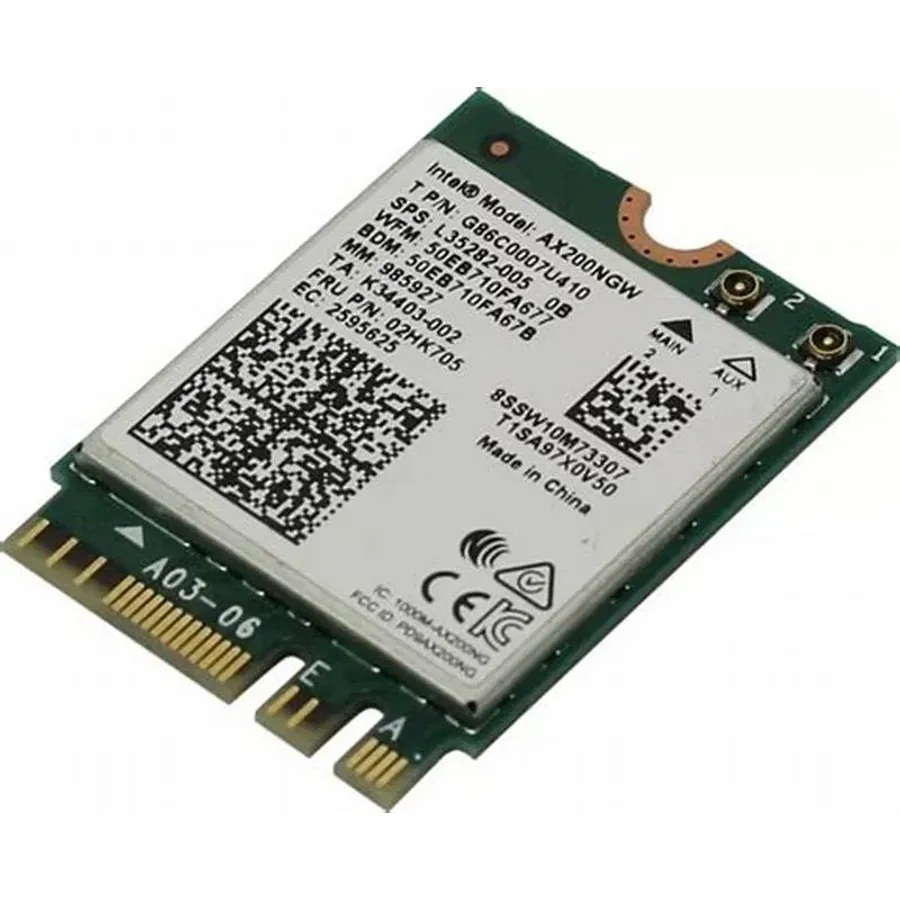 Intel Wi-Fi 6 AX200, Network adapter, M.2 2230 / M.2 1216, Bluetooth 5.0, 802.11ax (AX200NGWGNV)