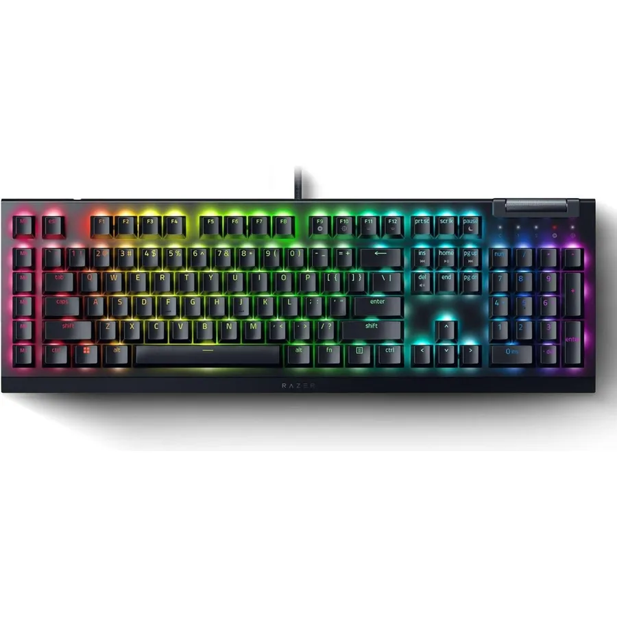 Gaming klaviatura Razer mechanical BlackWidow V4 X, 110key, Yellow Switch, USB-A, EN/RU, RGB, black (RZ03-04702500-R3R1)