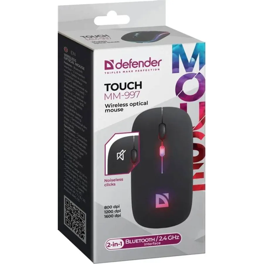 Mouse Touch MM-997, simsiz 2.4G + BT, RGB, səssiz (52997)